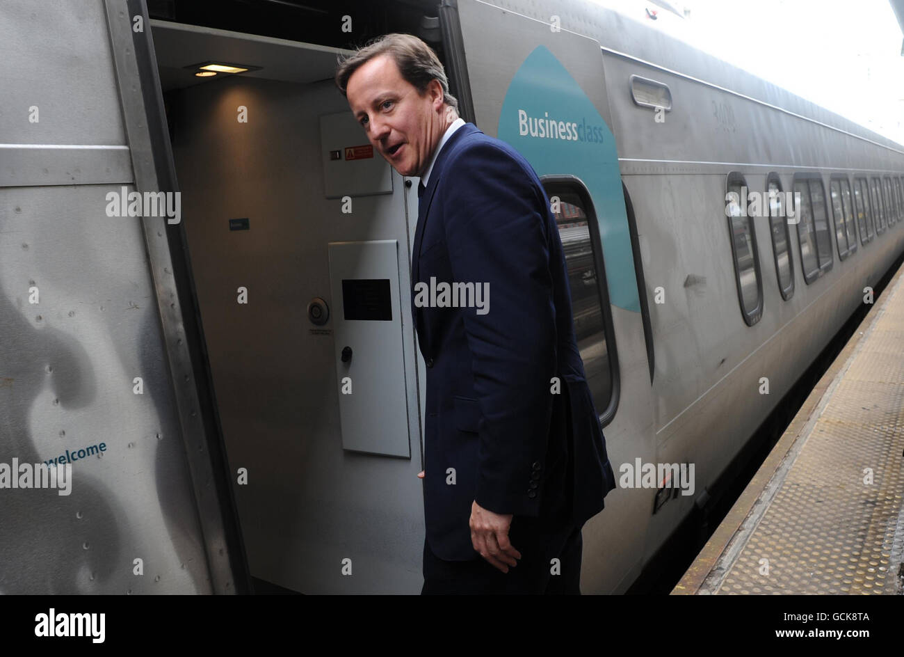 Il primo ministro britannico David Cameron si è Unito all'Acela Express da Wasington DC, Washington, alla Penn Station di New York, come parte della sua visita di due giorni negli Stati Uniti. Foto Stock