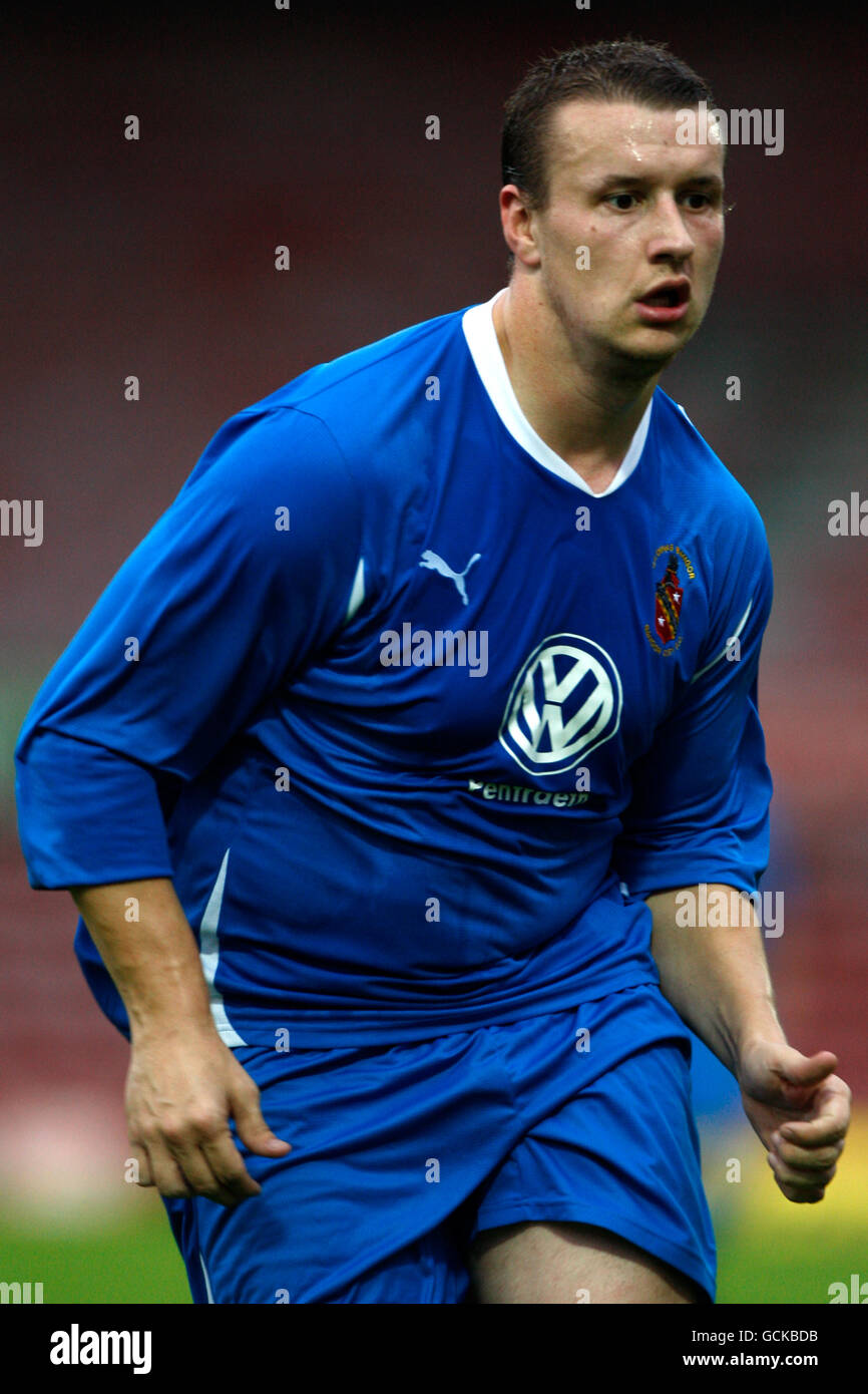 Calcio - Europa League - seconda prova di qualificazione - seconda tappa - Bangor City v FC Honka - pista da corsa. Les Davies, Bangor City Foto Stock