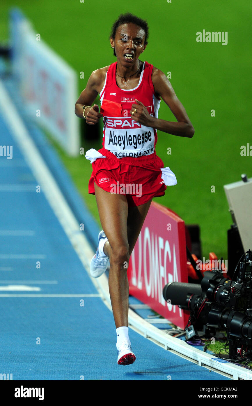 Atletica - Campionati europei IAAF 2010 - giorno due - Stadio Olimpico. Elvan Abeylegesse in Turchia sulla strada per vincere i 10000m donne Foto Stock