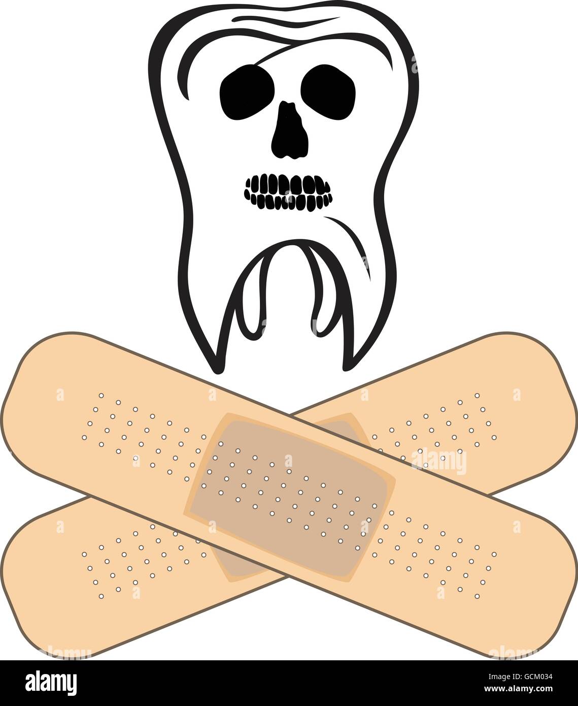 Dente come il cranio con segni di carie dentarie. Illustrazione Vettoriale Eps 10 Illustrazione Vettoriale