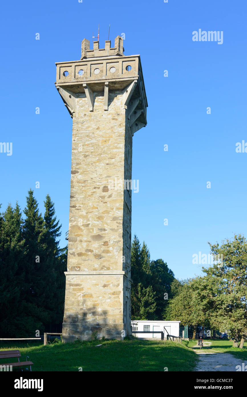 San Pietro in der Au mount Plattenberg con l'Imperatrice Elisabetta - torre di osservazione Austria Niederösterreich, Austria inferiore Mos Foto Stock