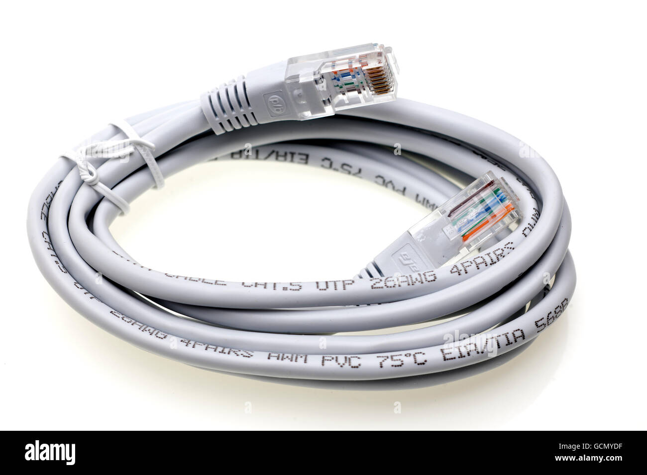 RG45 4 coppia di rete cavo grigio Foto Stock