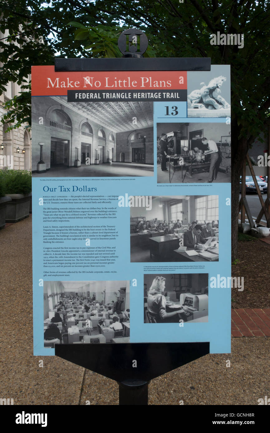 Il triangolo federale heritage trail Mappa di Washington DC Foto Stock