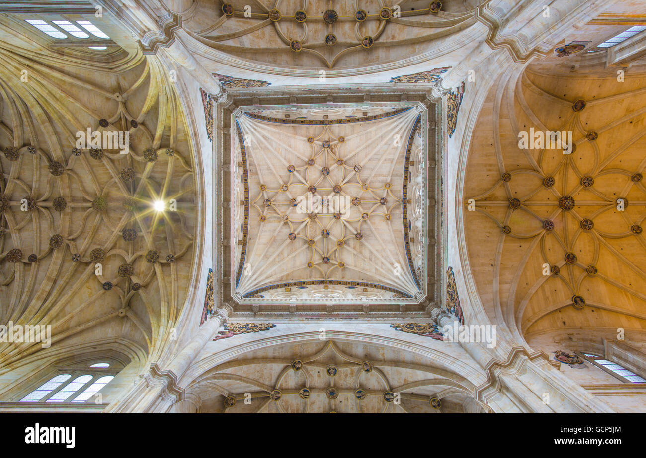 SALAMANCA, Spagna, aprile - 16, 2016: la cupola e la traversata delle navate del monastero Convento de San Esteban. Foto Stock