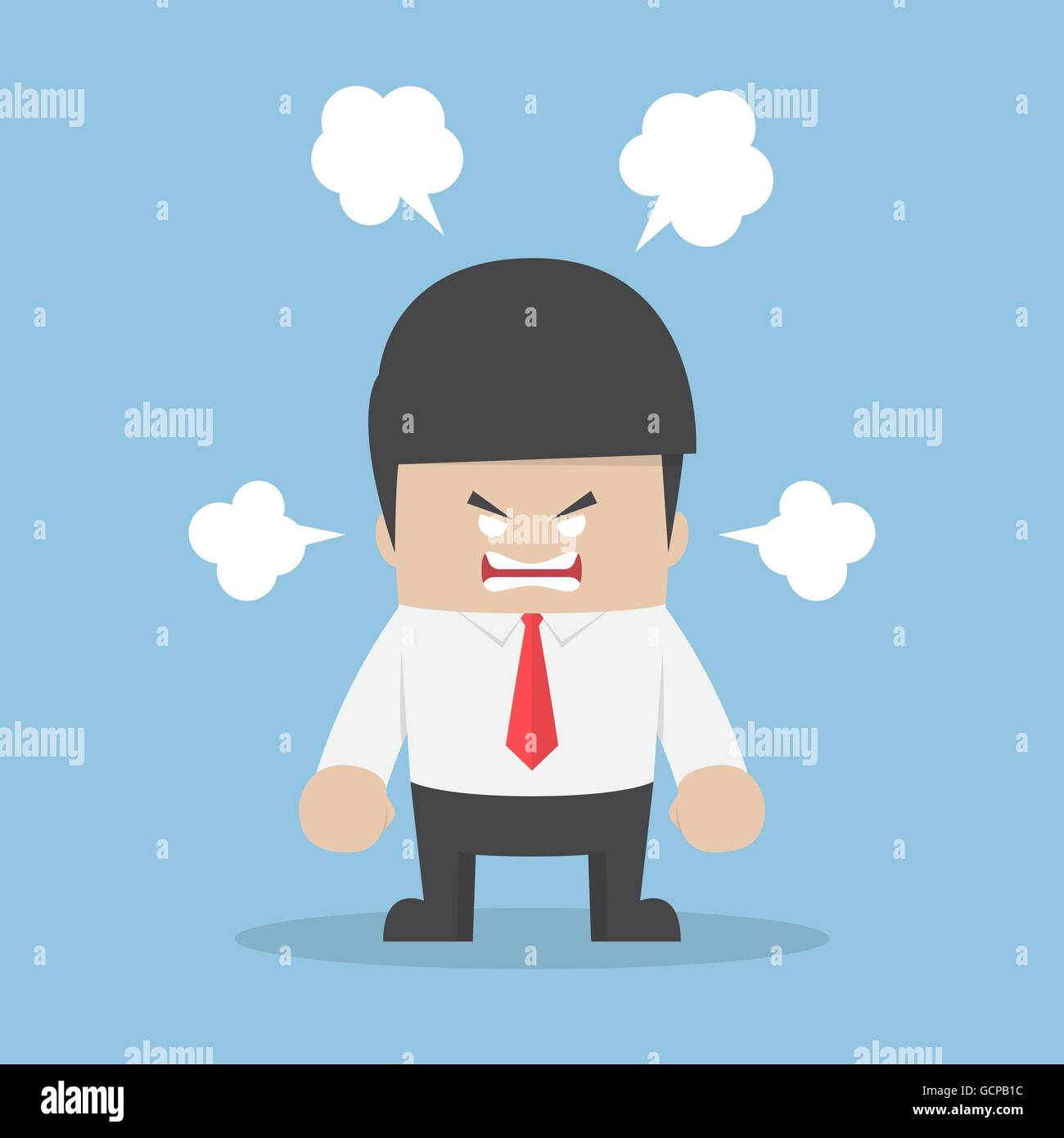 Imprenditore arrabbiato esplodere la sua emozione, lo stress e la rabbia di controllo problema concetto Illustrazione Vettoriale