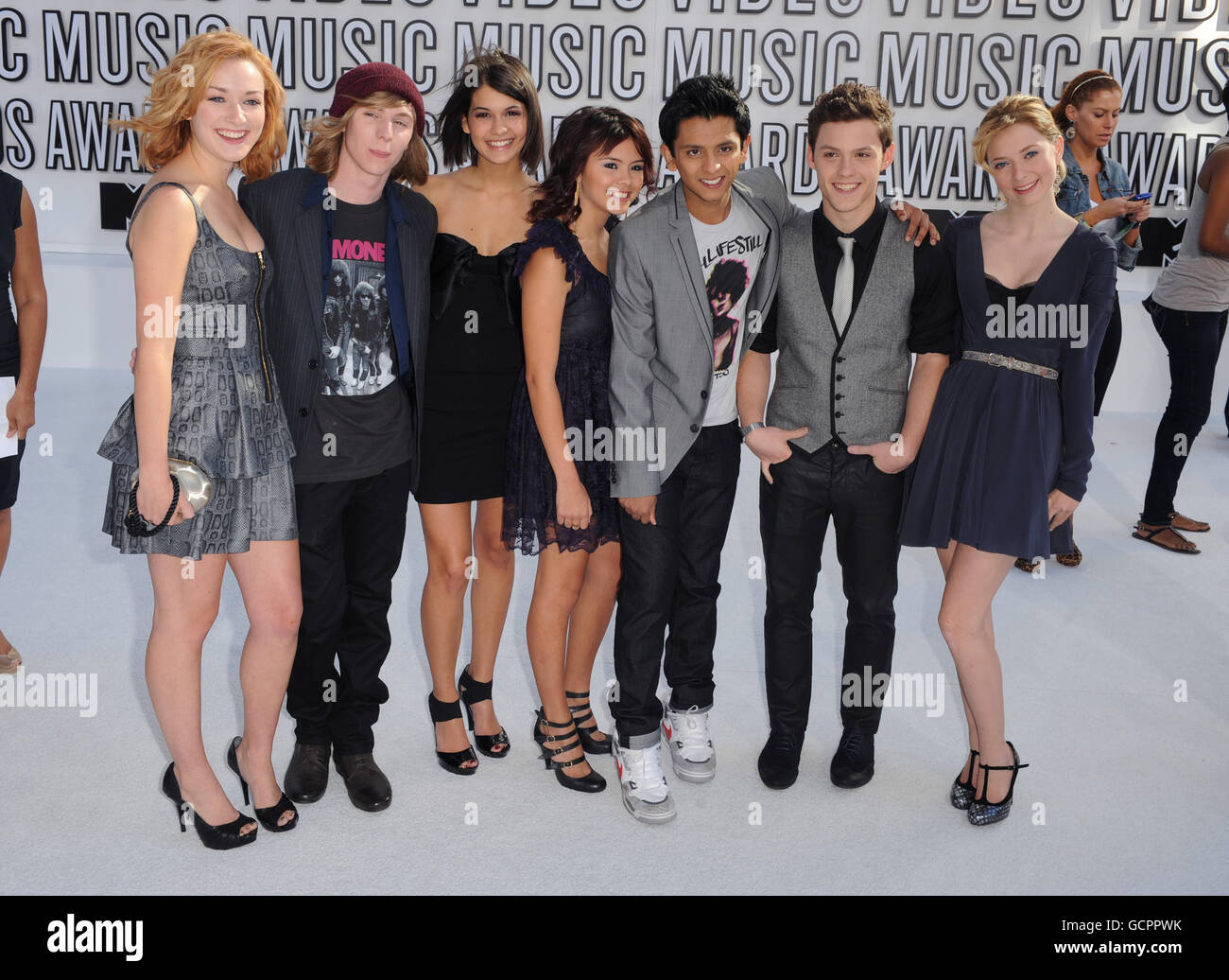 2010 Video Music Awards - Arrivi - Los Angeles. Il cast di Skins in arrivo al MTV Video Music Awards 2010, Nokia Theatre, Los Angeles, USA. Foto Stock