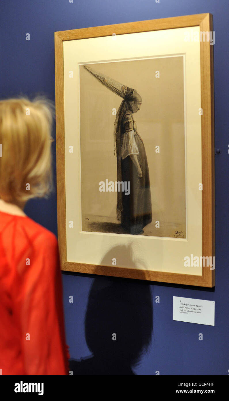 Un disegno di Louis Roguin intitolato Ebrea Woman of Algeri, datato 1843, è visto alla Wallace Collection di Londra come parte della loro mostra Poussin a Seurat: Disegni francesi per la National Gallery di Scozia, che apre al pubblico domani. Foto Stock