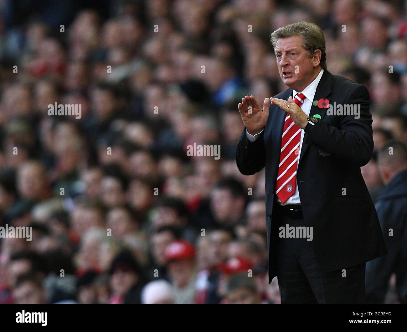 Calcio - Barclays Premier League - Liverpool / Blackburn Rovers - Anfield. Roy Hodgson, direttore di Liverpool, sulla linea di contatto. Foto Stock