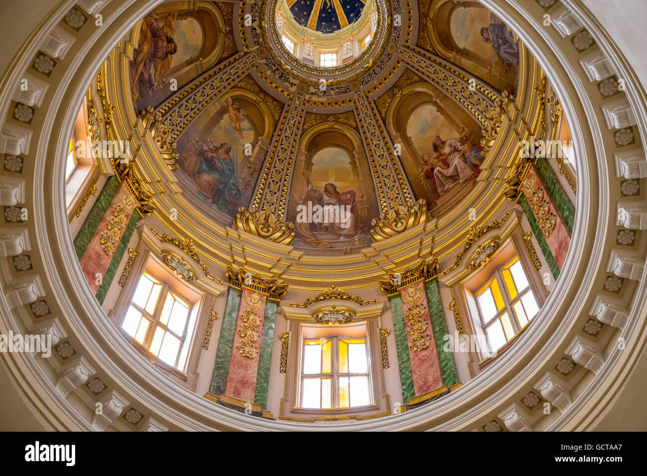Chiesa di San Nicholas dome, La Valletta, Malta Foto Stock
