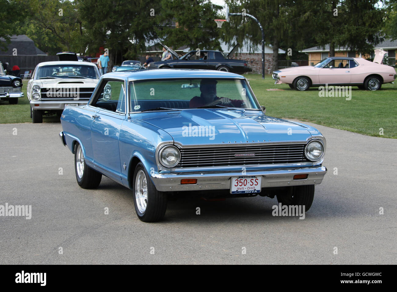 Auto- 1965 Chevrolet Nova 350 SS. Blu. Popcorn Beavercreek Festival. Beavercreek, Dayton, Ohio, Stati Uniti d'America. 350SS Foto Stock