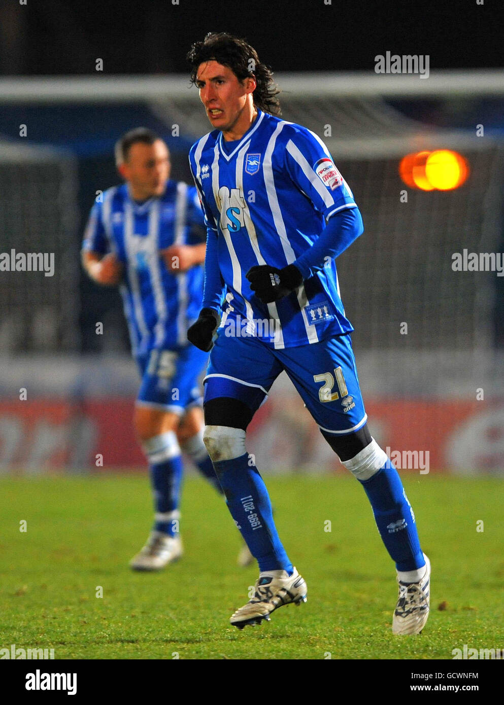 Calcio - fa Cup - secondo turno - Brighton & Hove Albion / FC United of Manchester - Withdean Stadium. Francisco Sandaza di Brighton e Hove Albion celebra il suo obiettivo durante la partita di seconda partita della fa Cup al Withdean Stadium di Brighton. Foto Stock