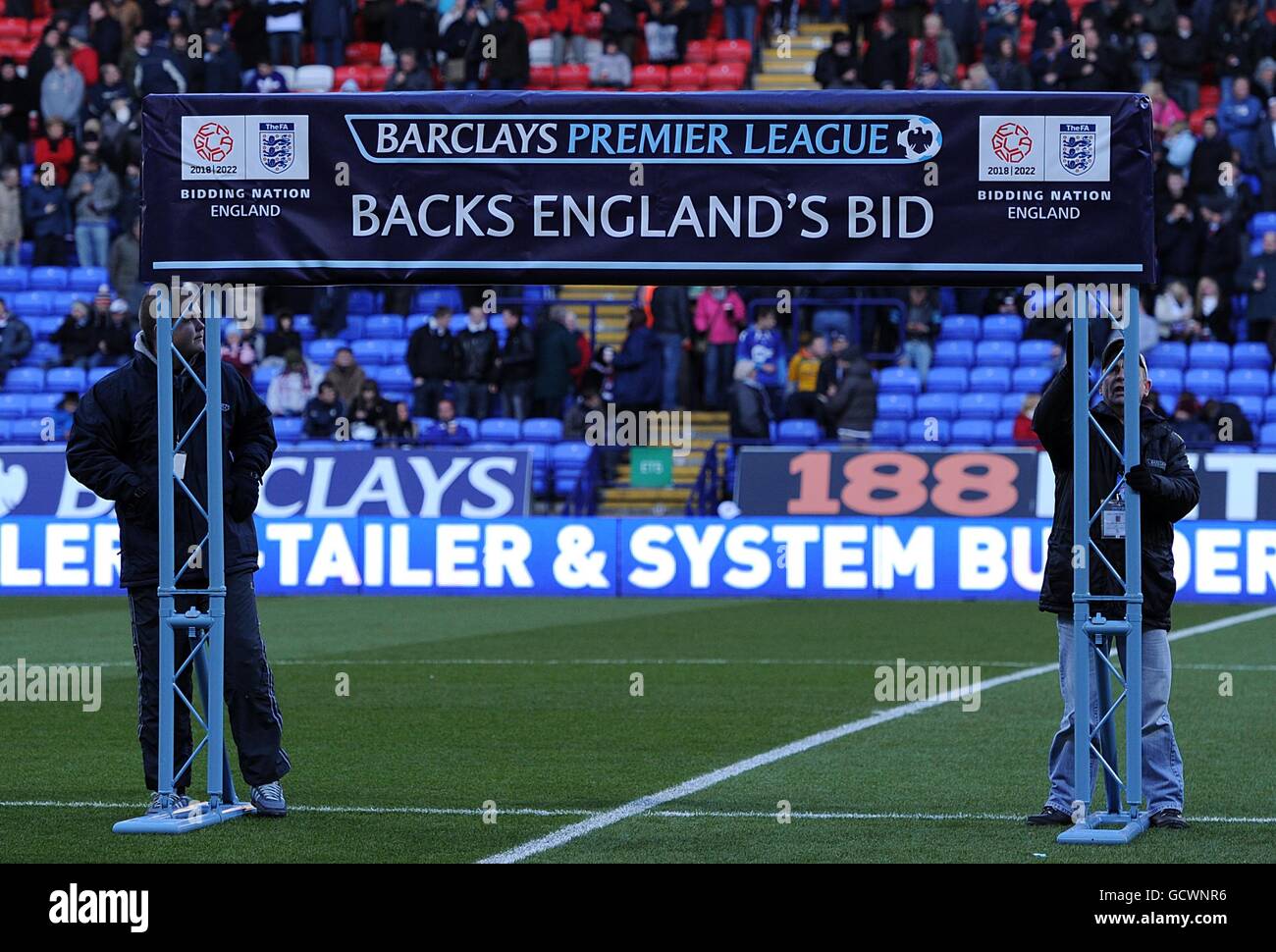 Calcio - Barclays Premier League - Bolton Wanderers v Blackpool - Reebok Stadium. Una vista generale di un'arcata Bid del Back England Foto Stock