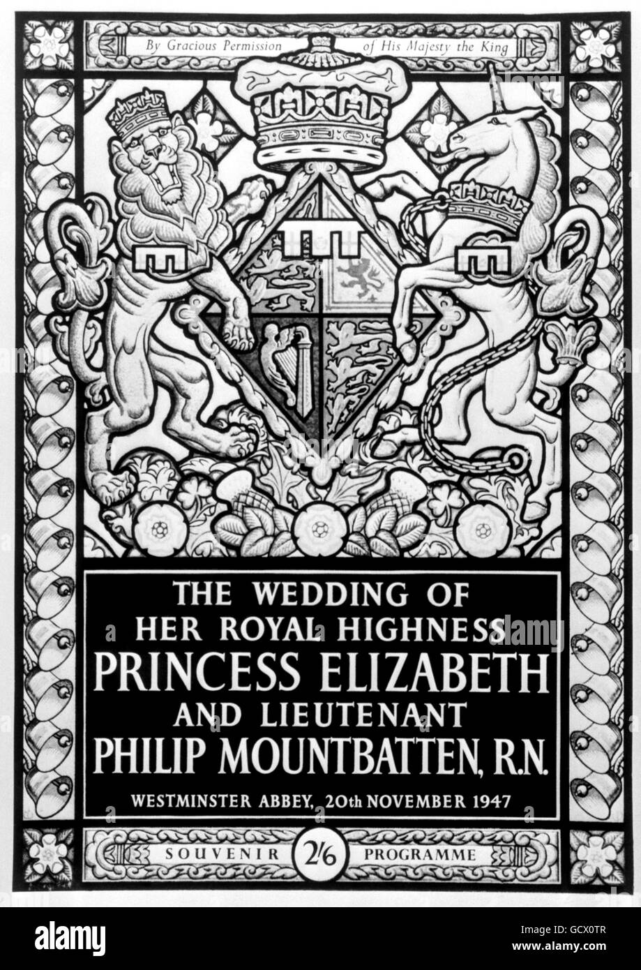 Un programma ricordo per il matrimonio reale della principessa Elisabetta E il duca di Edimburgo che si è svolto a Westminster Abbazia Foto Stock