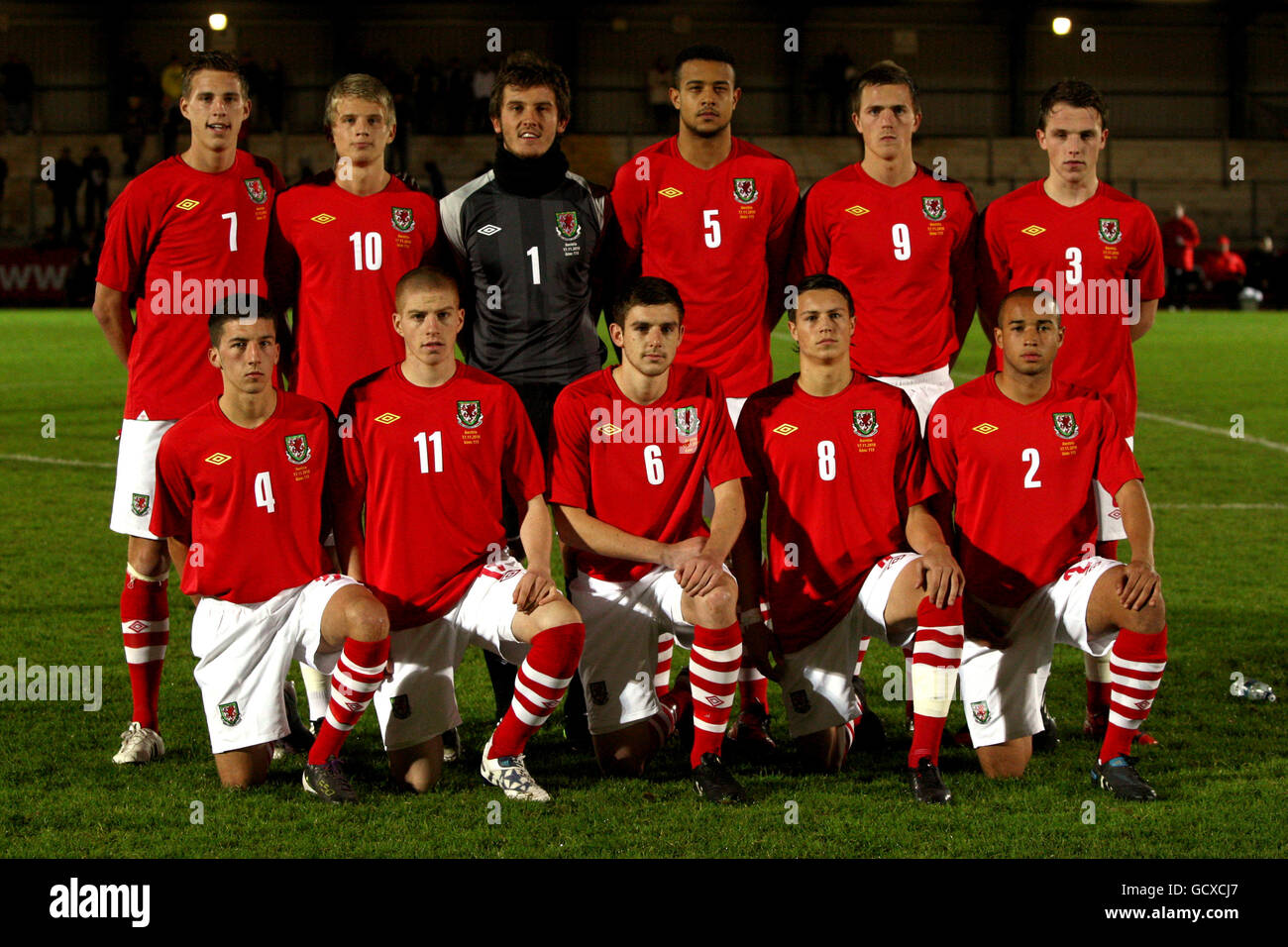 Calcio - Under 21 International friendly - Galles / Austria - Newport Stadium. Gruppo della squadra del Galles Foto Stock