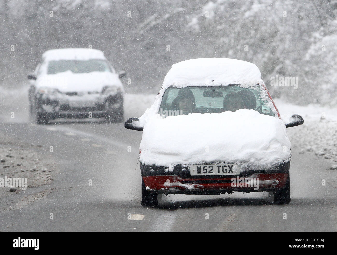 Traffico sulla A20 vicino a Swanley Village, Kent, come grandi aree della Gran Bretagna sono stati portati a un arresto oggi come il grande congelamento ha stretto la sua presa sulla nazione. Foto Stock