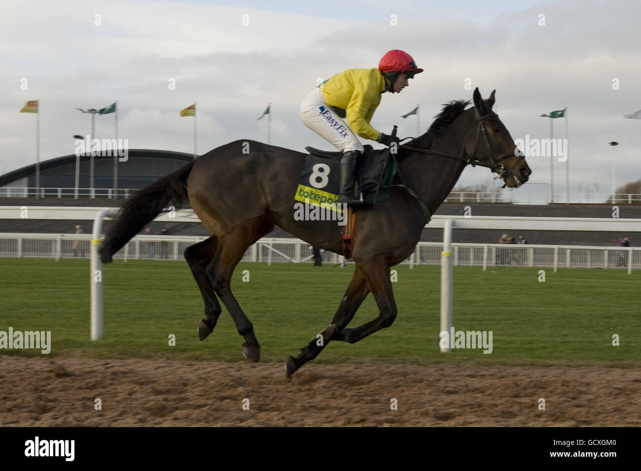 Corse di cavalli - Becher Chase Day - Ippodromo di Aintree. Katie Walsh sul Battlefront prima del totepool Grand Sefton handicap Steeple Chase Foto Stock