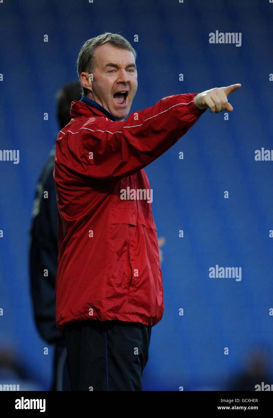Il manager di Chesterfield John Sheridan durante la Npower Football League Two al B2net Stadium di Chesterfield. Foto Stock