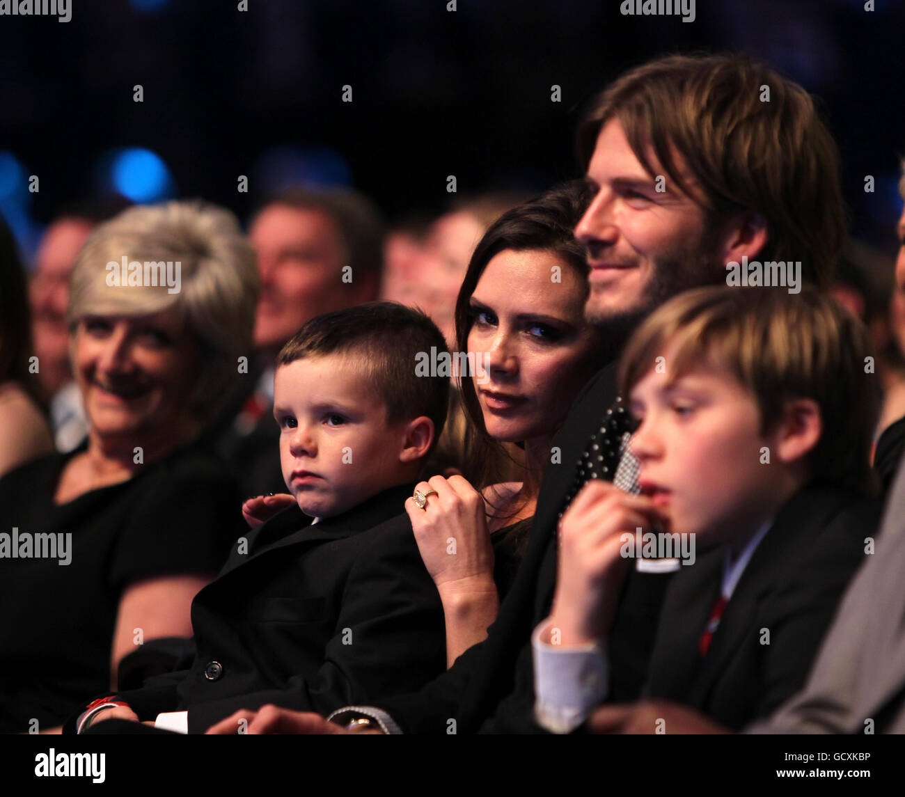 Victoria e David Beckham durante il BBC Sport Personality of the Year Awards presso la LG Arena, Birmingham. Foto Stock