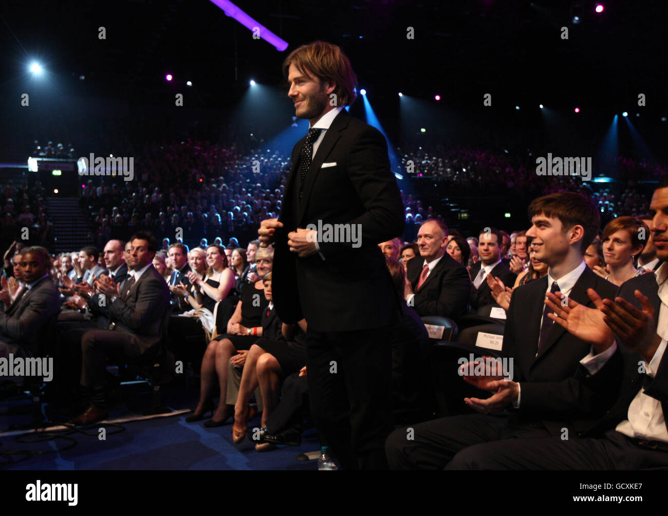 Vincitore del premio Lifetime Achievement, David Beckham durante i BBC Sport Personality of the Year Awards alla LG Arena di Birmingham. Foto Stock