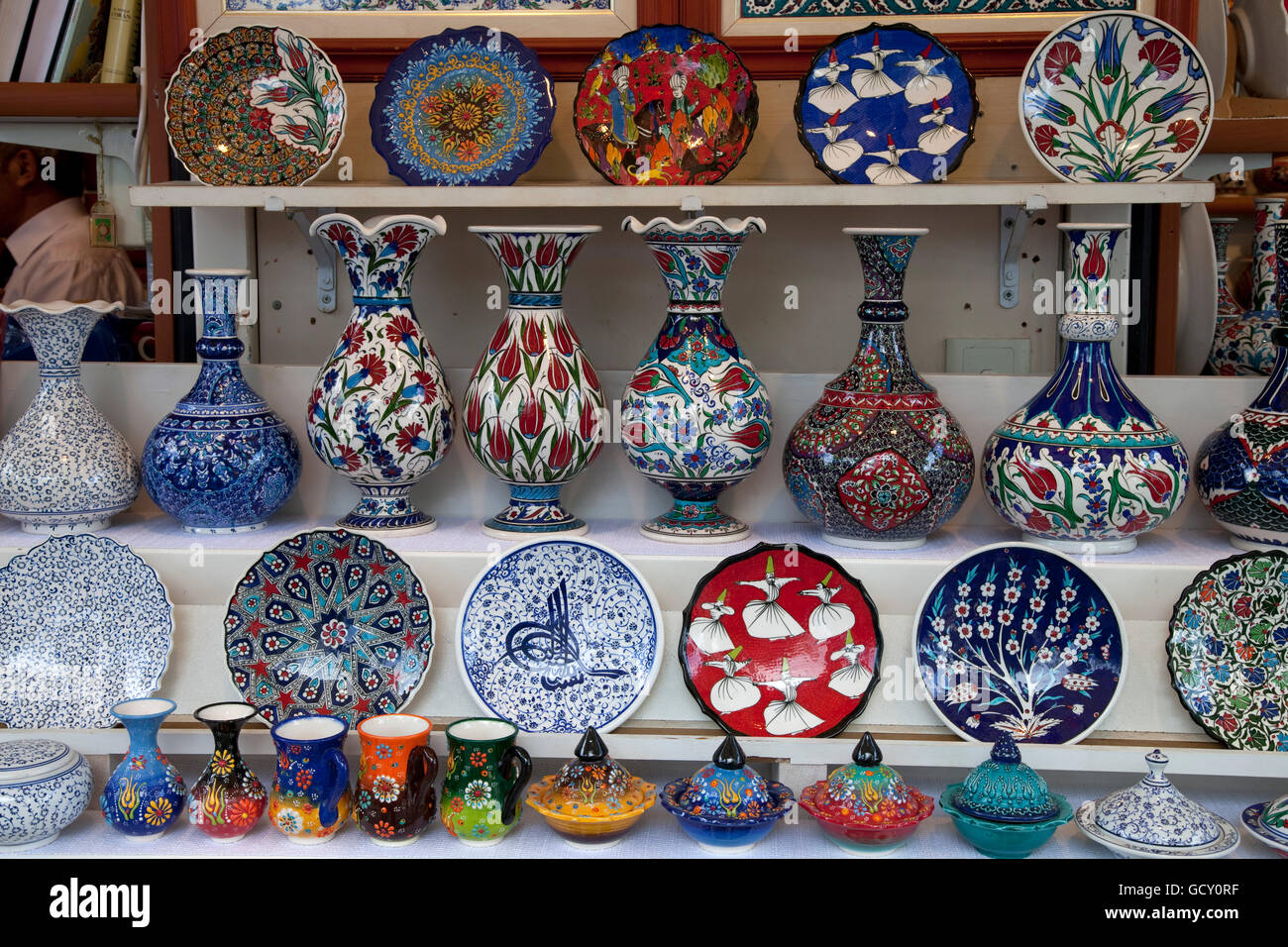 Negozio di souvenir, Bazaar, Selcuk, Lycia, Turchia, Asia Foto Stock