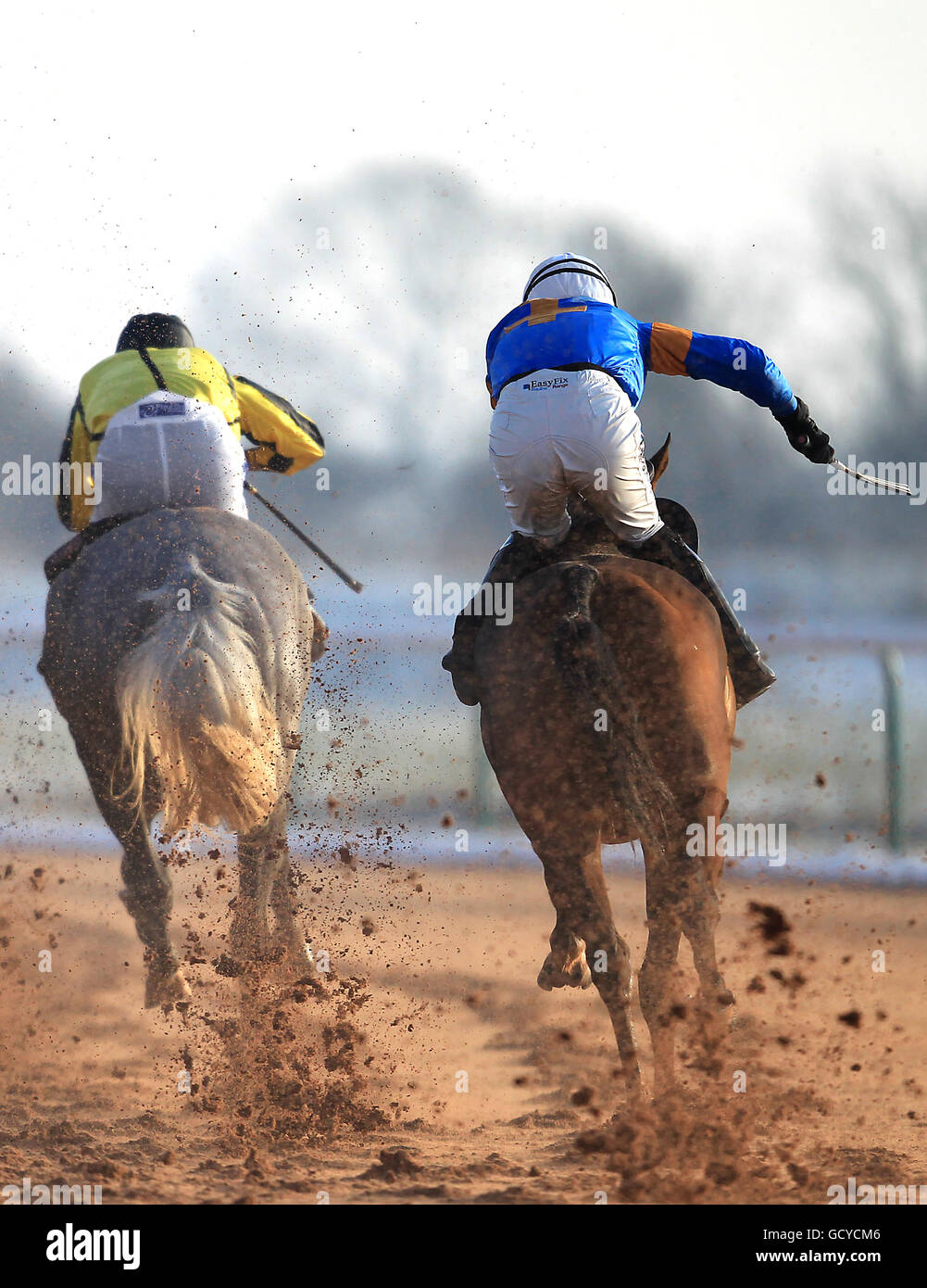 Corse ippiche - Ippodromo di Southwell. Azione dalle vittorie più grandi con SP+ alla totesport.com Standard Open NH Flat Race Foto Stock