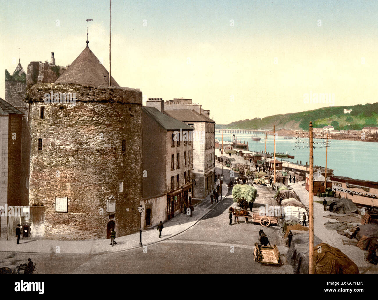 Torre di Reginald e Quay, Waterford. Nella contea di Waterford, Irlanda, circa 1900 Foto Stock