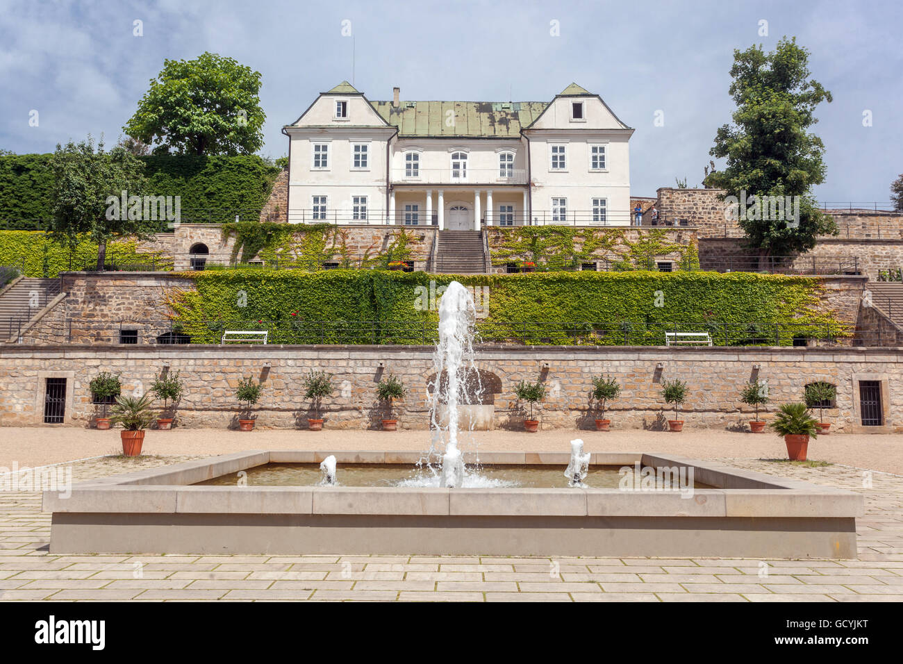 Classicista di casa estiva sul versante sud del giardino del castello, il castello di Decin, Boemia settentrionale, Repubblica Ceca Foto Stock