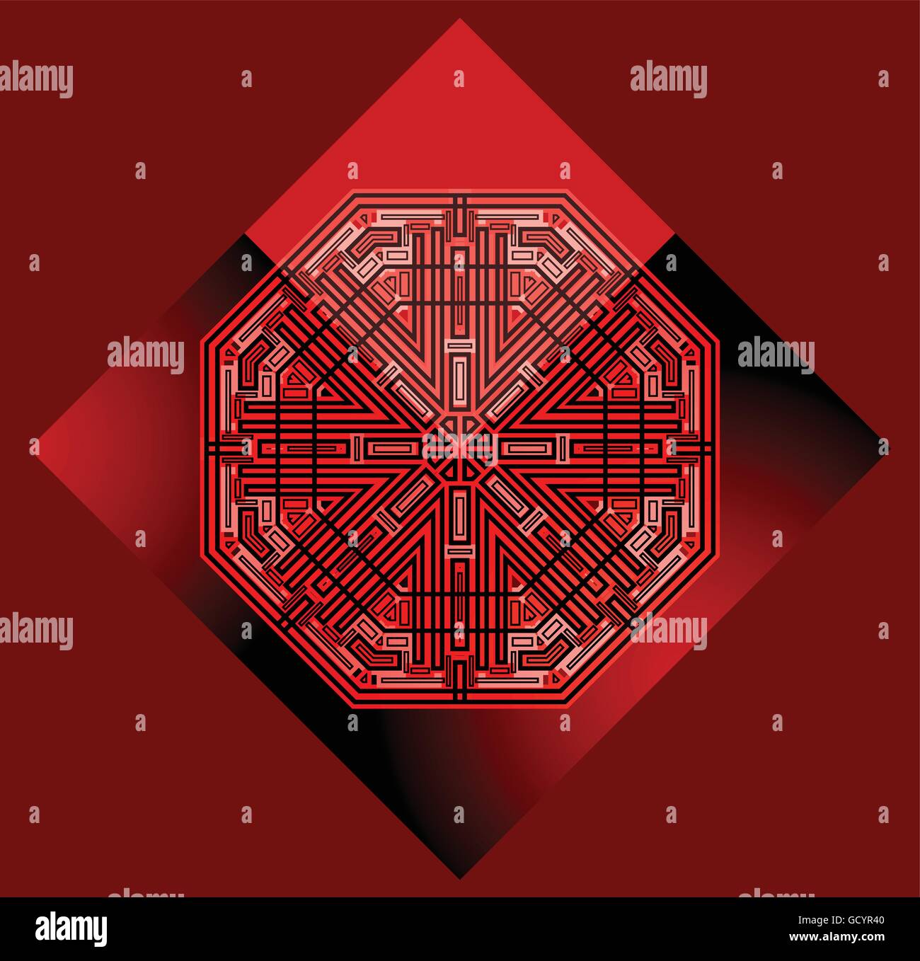 Forme astratte futuristico rosso sfondo vettoriale Illustrazione Vettoriale