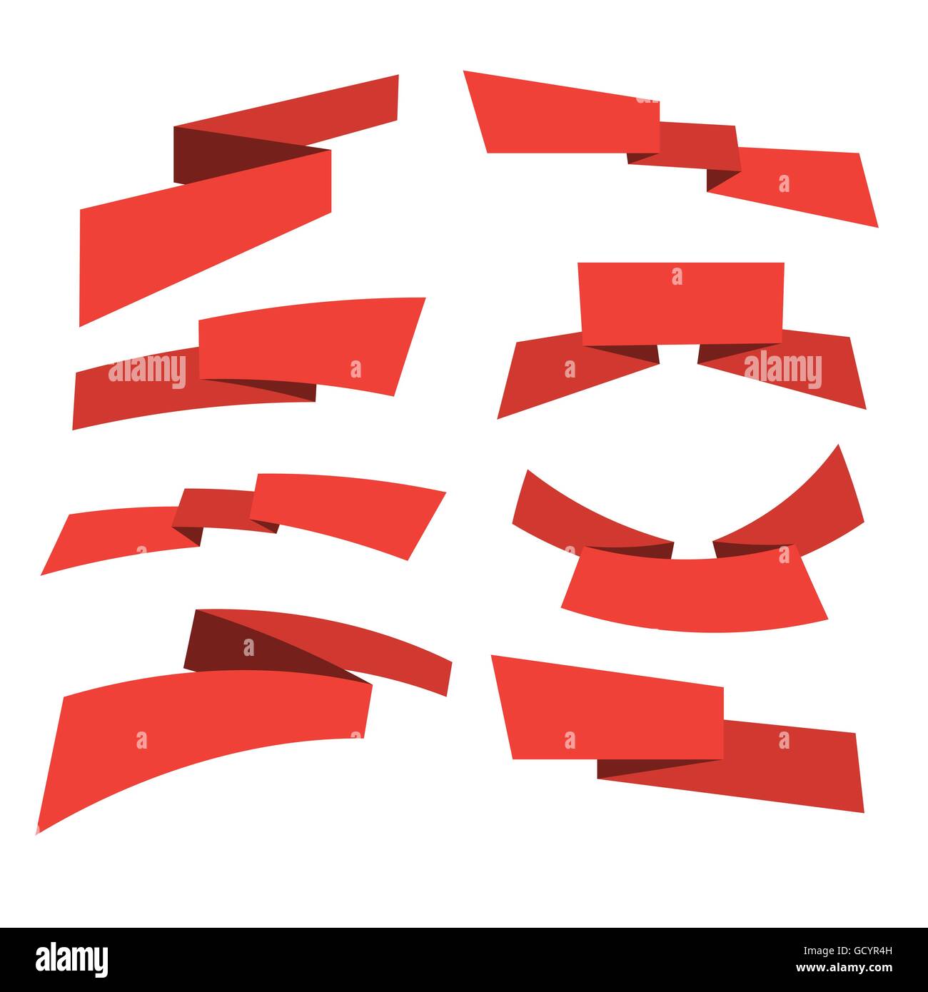Red Ribbon banner web set di elementi di design illustrazione vettoriale Illustrazione Vettoriale