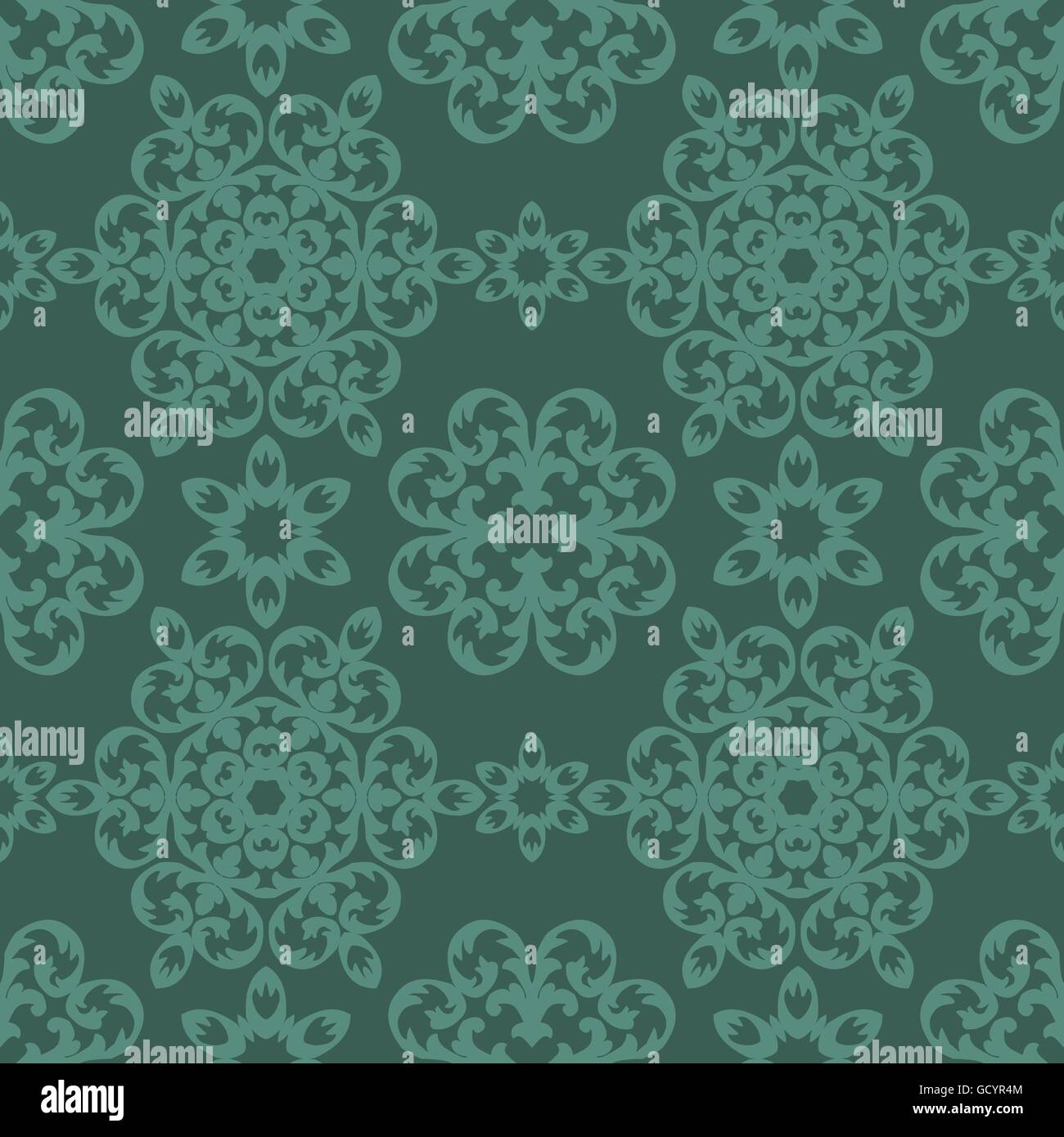 Abstract verde floreale vintage seamless pattern sfondo vettoriale Illustrazione Vettoriale