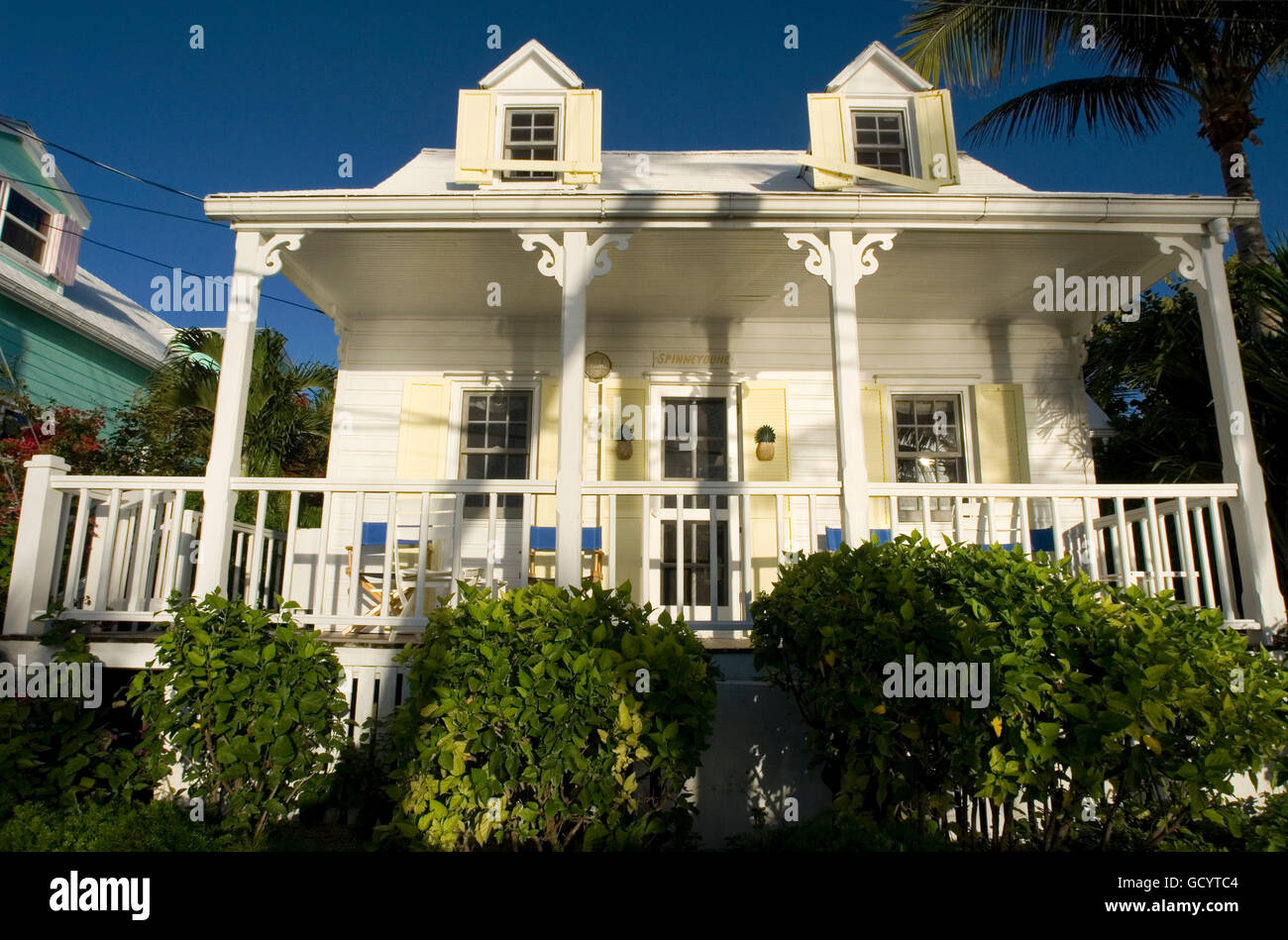 Tipica casa lealisti, speranza comune, gomito Cay, Abacos. Bahamas Foto Stock