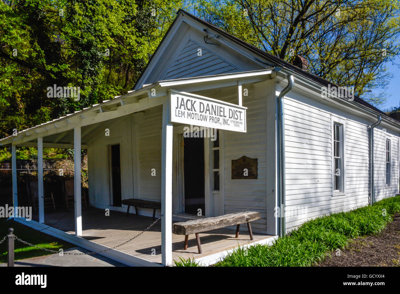 Il legno originale edificio di Office utilizzata da Jack Daniel's sui motivi della distilleria di Lynchburg, TN Foto Stock