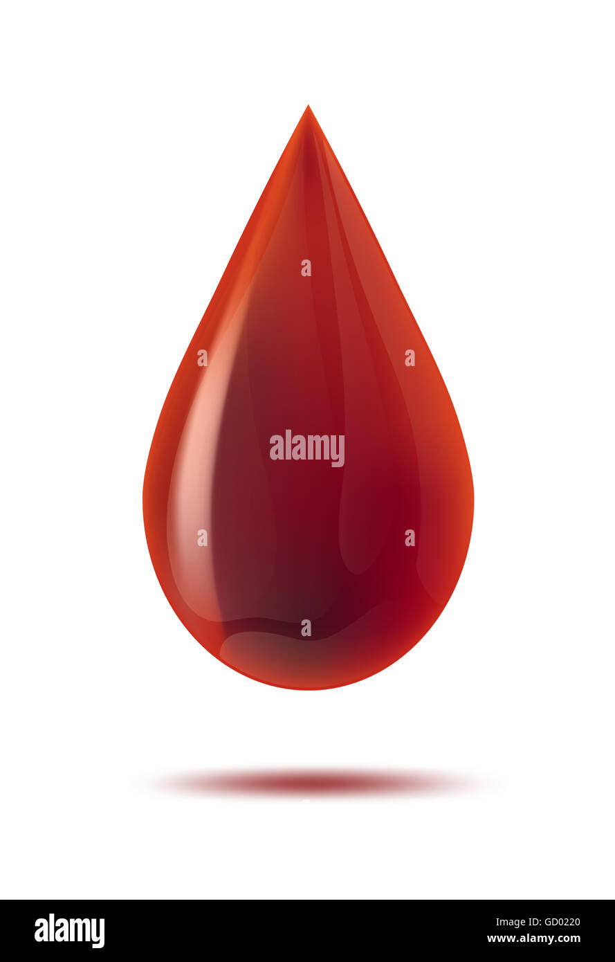 Rosso Sangue goccia su bianco Foto Stock