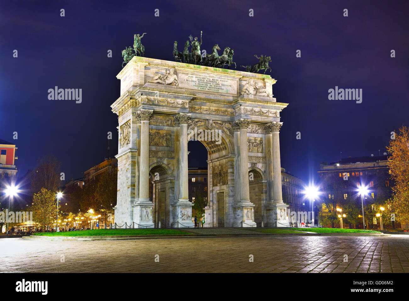 Arco della Pace (Porta Sempione) in Milano, Italia Foto Stock