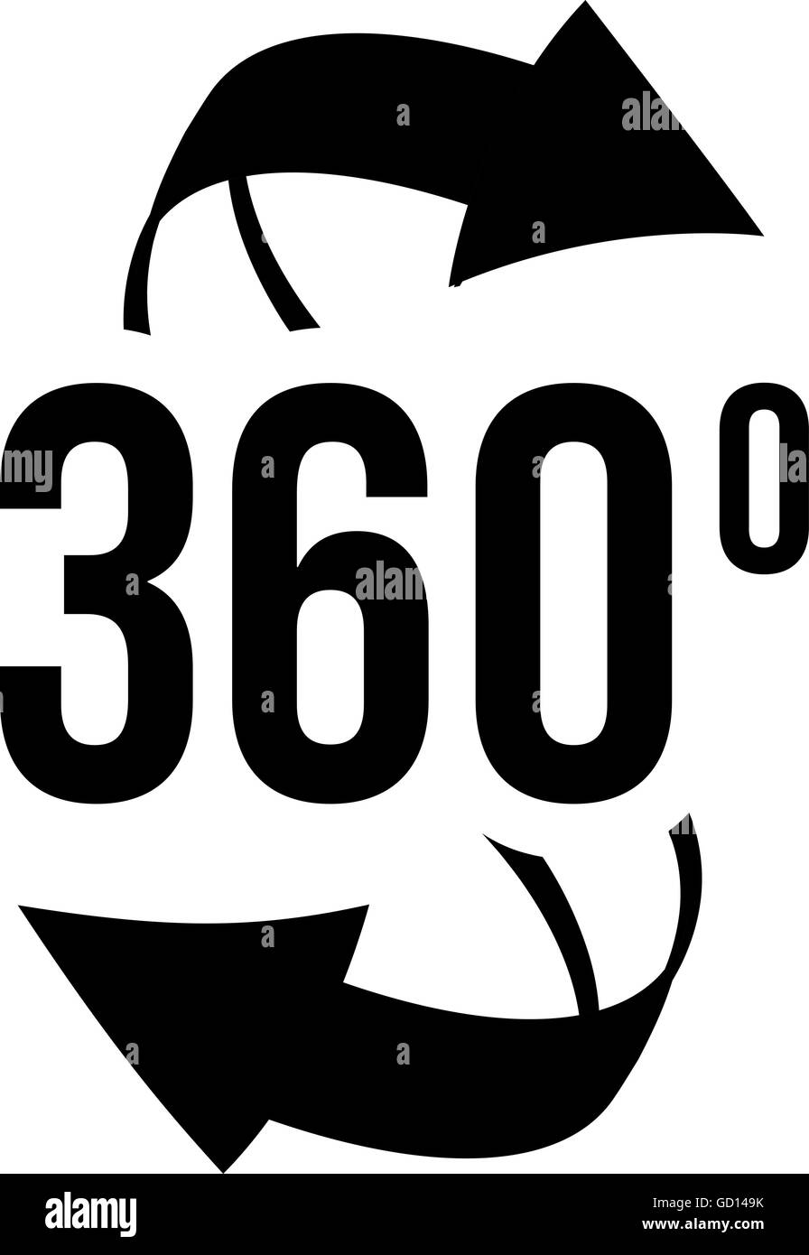 Angolo di 360 gradi vista icona segno. Illustrazione Vettoriale