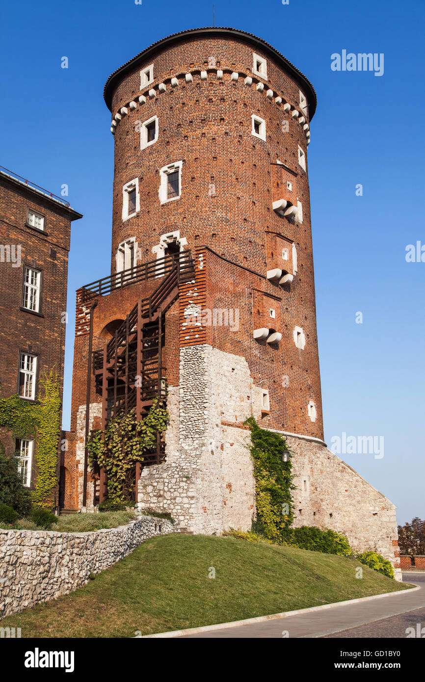 Torre Sandomierska nel Castello Reale di Wawel, Cracovia in Polonia. Foto Stock