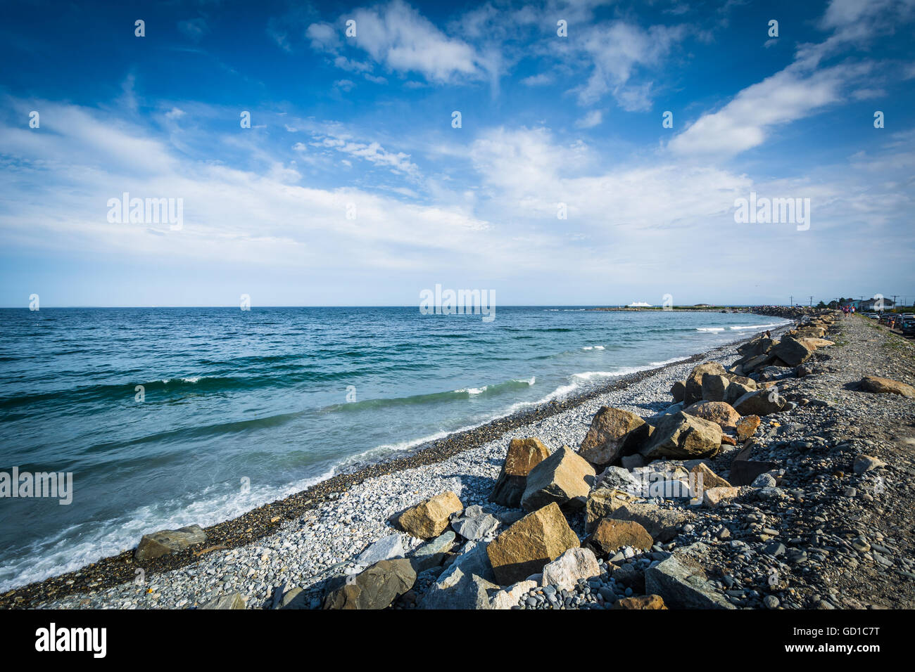 Costa rocciosa a Rye Harbour parco statale, nella segale, New Hampshire. Foto Stock