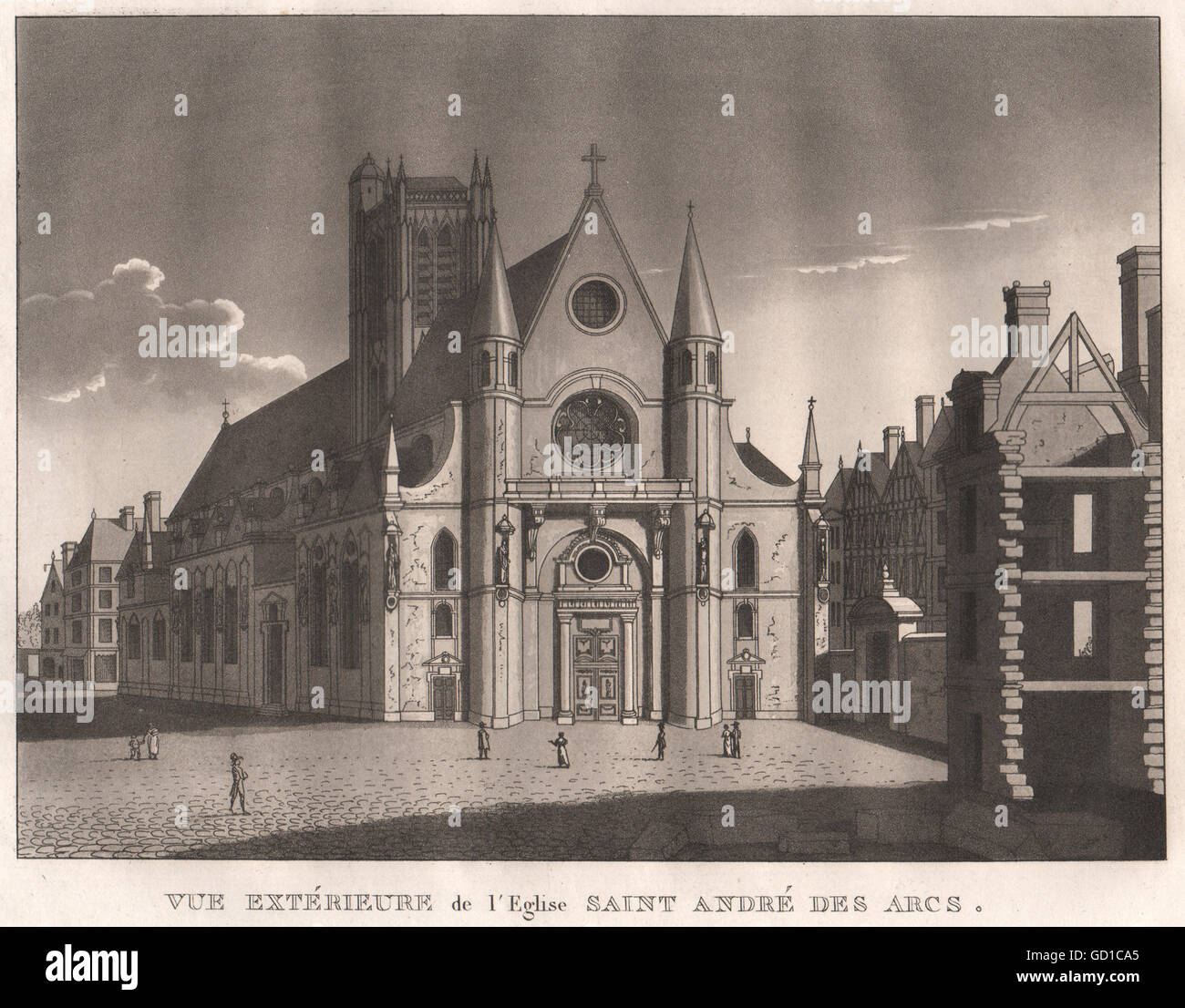 Parigi: Eglise Saint-André des archi. La puntasecca, antica stampa 1808 Foto Stock