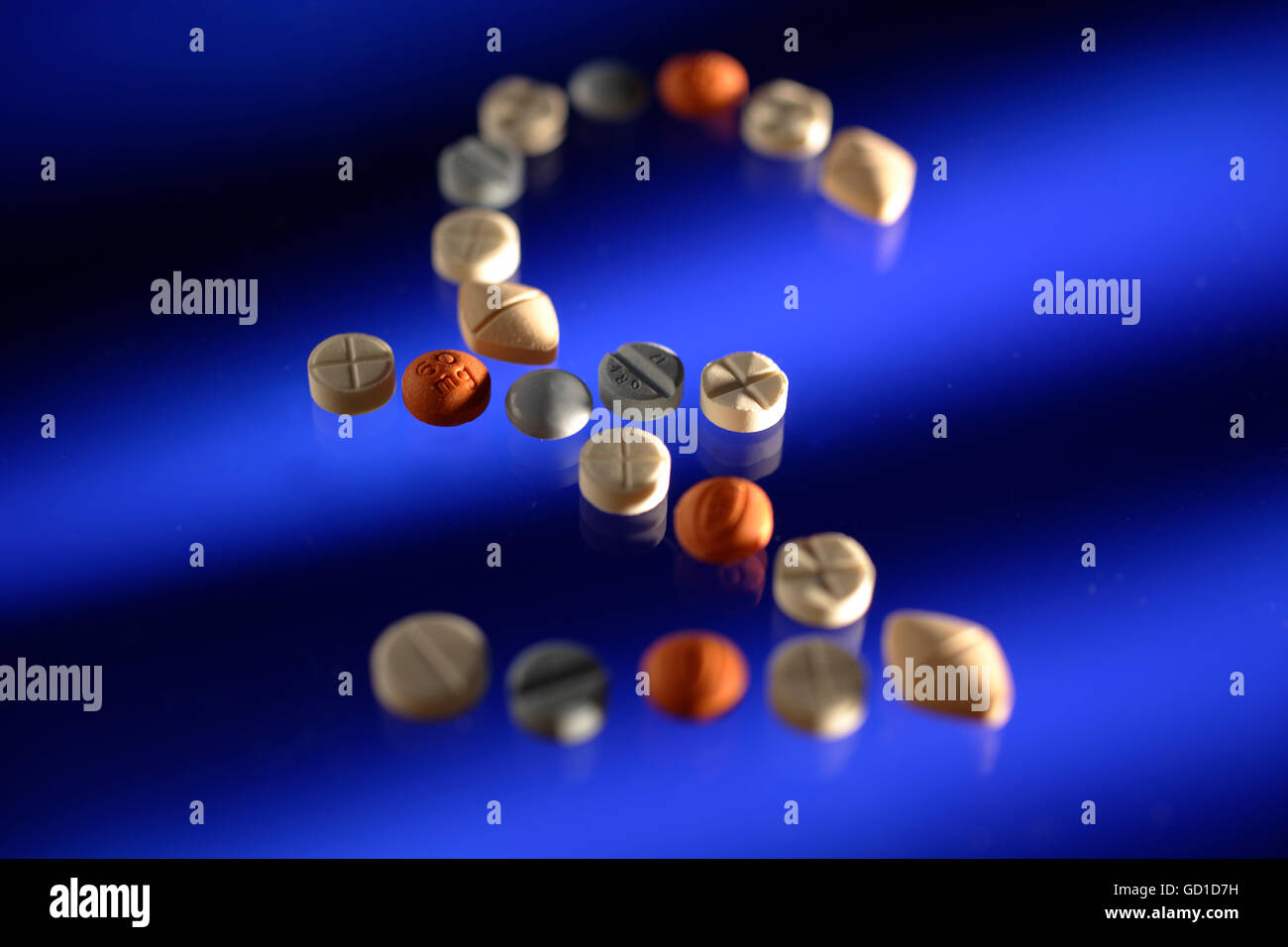 Il segno del cancelletto realizzato in compresse, medicamenti Foto Stock