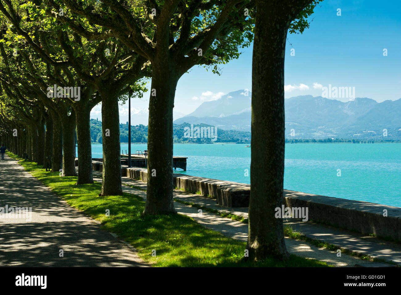 Barche e yacht, il Lac du Bourget, Aix-les-Bains, Savoie, Rhône-Alpes, in Francia Foto Stock