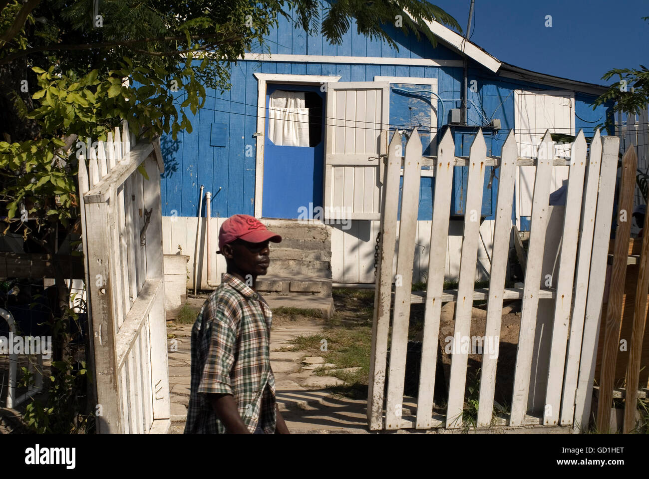 Tipiche Case a Dunmore Town, Harbour Island, Eleuthera. Bahamas Foto Stock