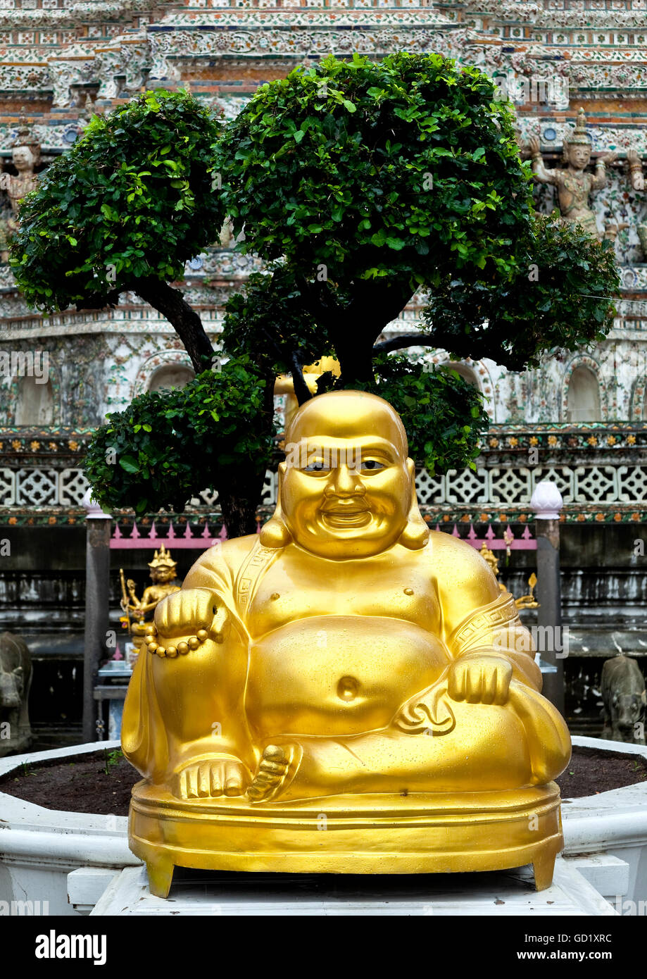 Happy Buddha a Wat Arun Foto Stock