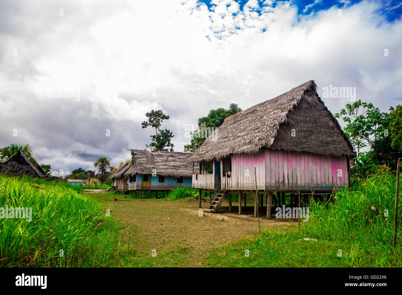 Amazon Village, Iquitos, Perù, Sud America Foto Stock