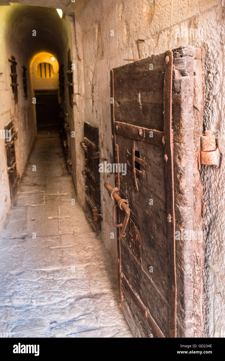 All'interno della vecchia prigione sotto il Palazzo Ducale a Venezia - Italia Foto Stock