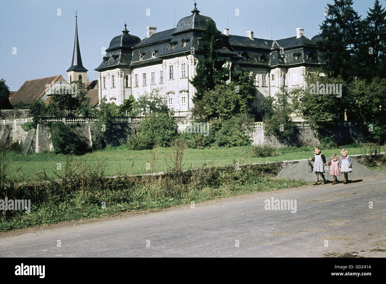 Geografia / viaggio, Germania, Burgwindheim, castelli, Castello di Burgwindheim, vista esterna, ottobre 1957, diritti aggiuntivi-clearences-non disponibile Foto Stock