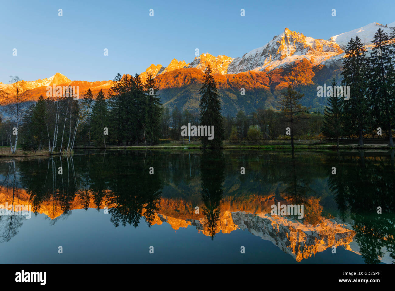 Paesaggio autunnale, Chamonix, Rhone Alpes, Haute Savoie, sulle Alpi francesi, Francia, Europa Foto Stock