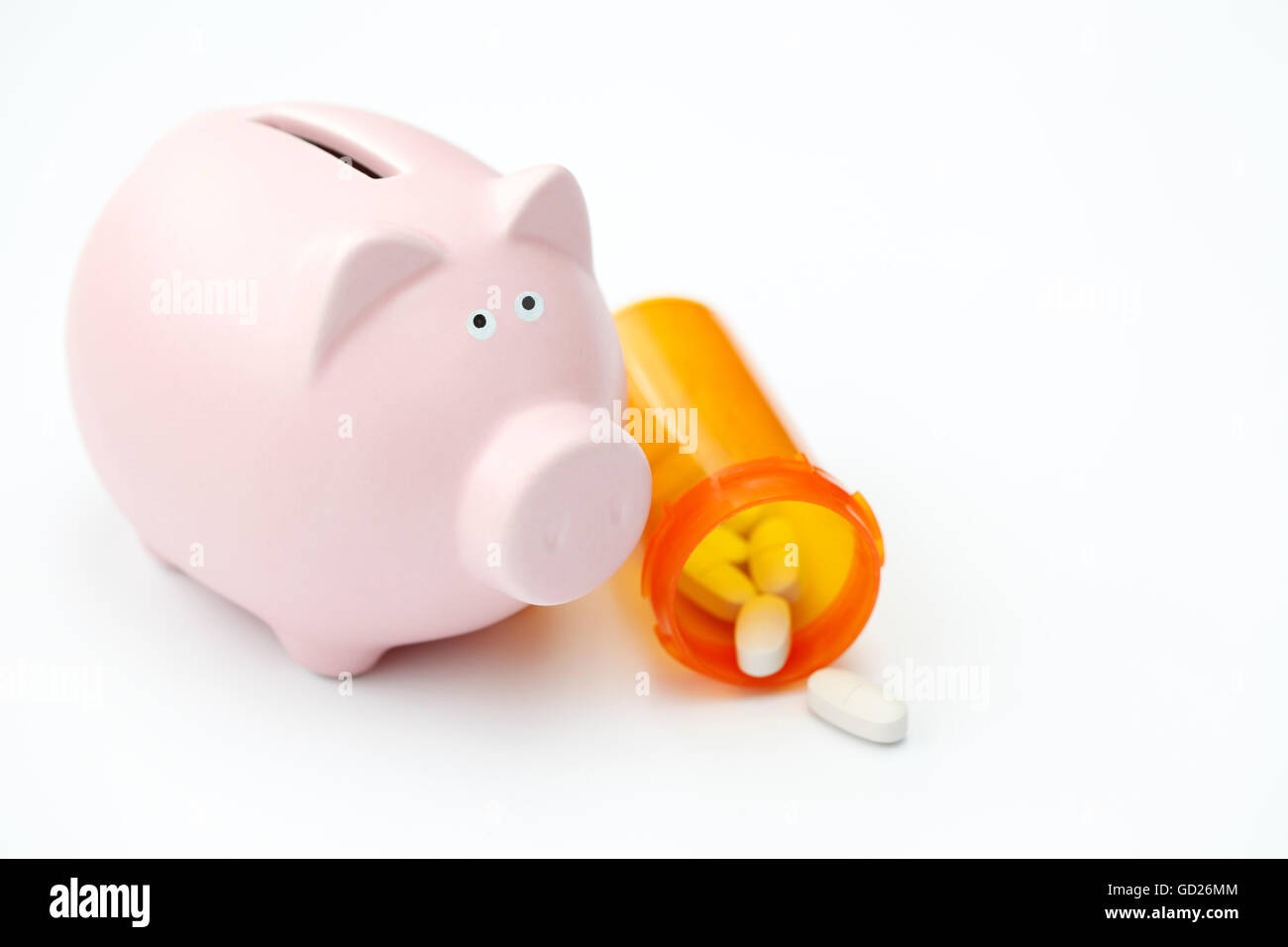 Salvadanaio con la medicina di prescrizione Foto Stock