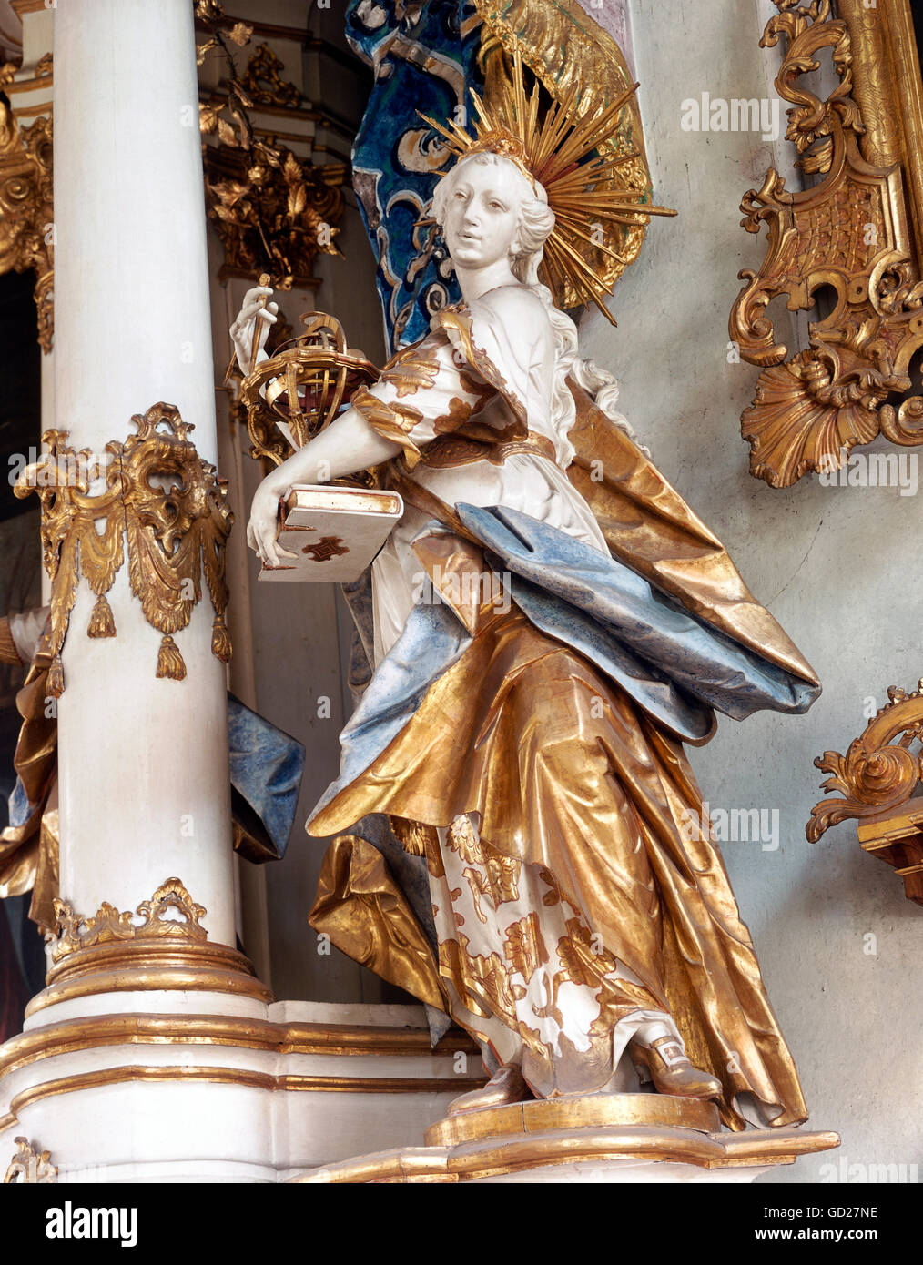 Belle arti, l'arte religiosa, altare figura, Santa Caterina, Germania meridionale, circa 1760, Asamkirche Maria Victoria, Ingolstadt, Germania, artista del diritto d'autore non deve essere cancellata Foto Stock