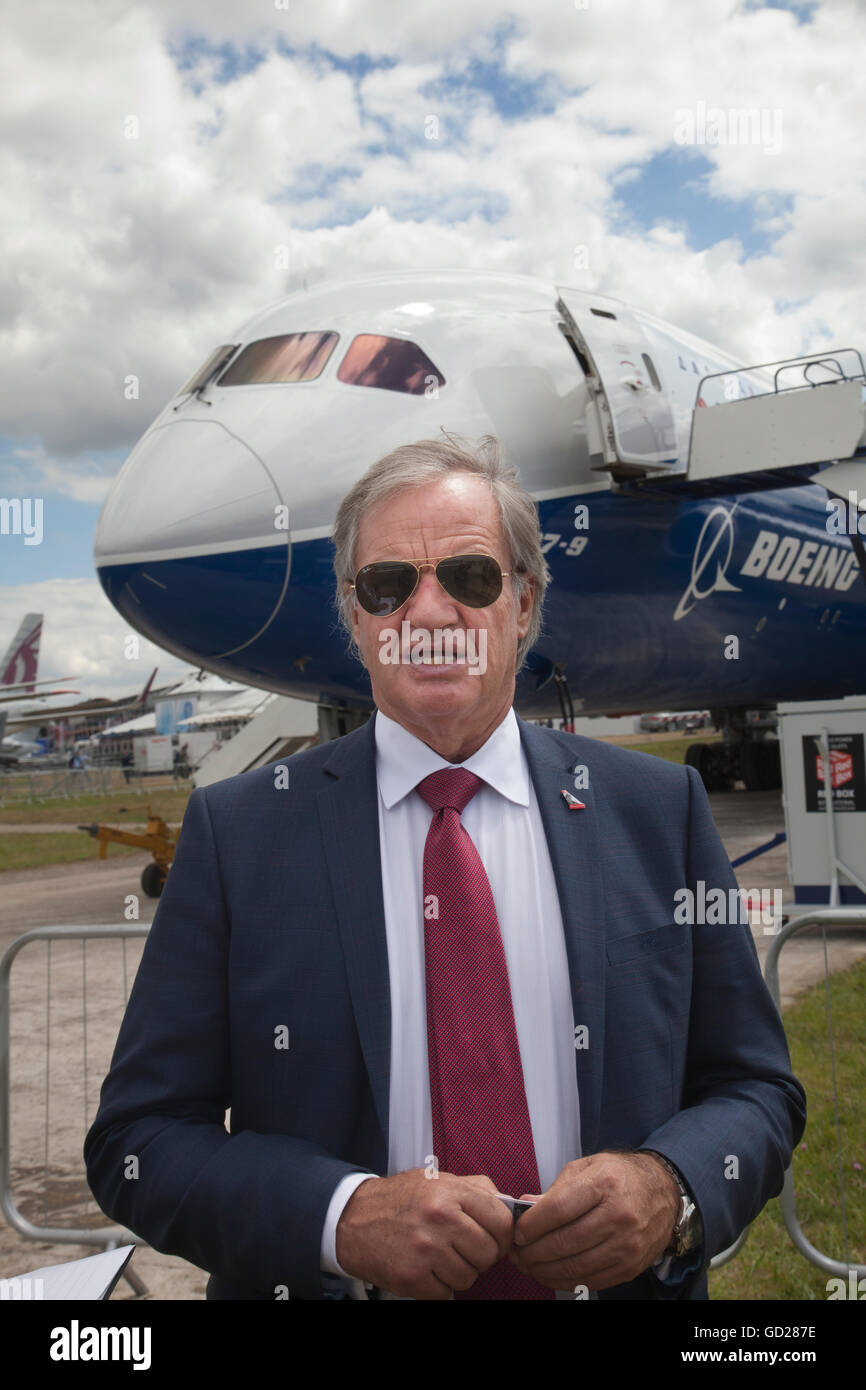 Bjørn Kjos, fondatore e CEO di Norwegian Air Shuttle, fotografato a Farnborough International Air Show, Hampshire, Inghilterra, Regno Unito Foto Stock