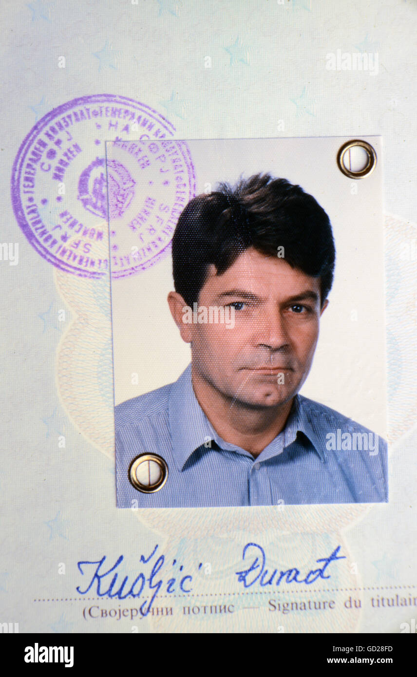 giustizia, processi, processi per crimini di guerra, guerra bosniaca, guerra in Bosnia-Erzegovina (1992-1995), Djurad Kusljic, fotografia di passaporto, 1.8.1999, diritti aggiuntivi-clearences-non disponibile Foto Stock